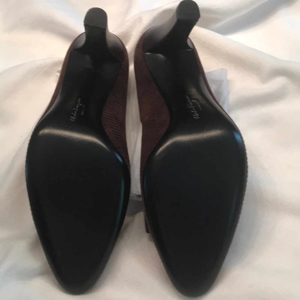 Salvatore Ferragamo Brown Corduroy Pumps - Picture 6 of 9